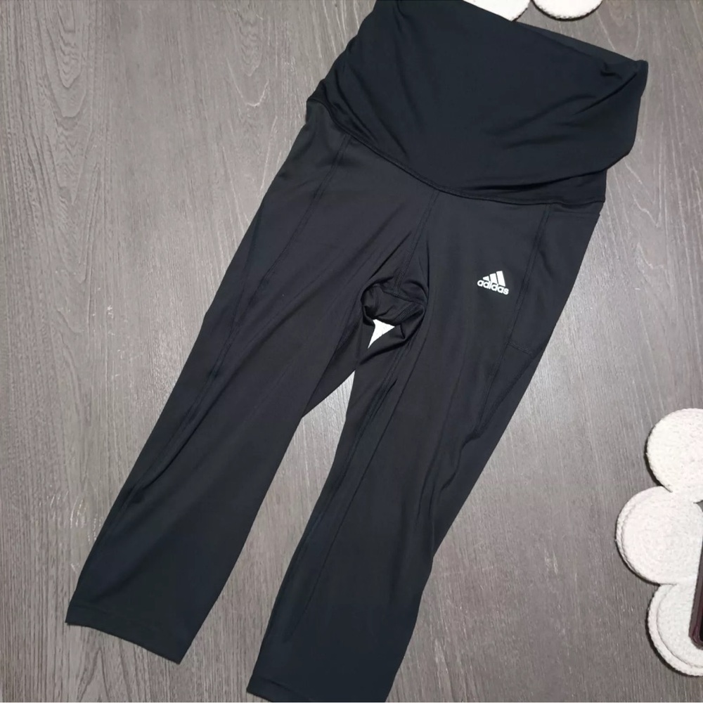 Adidas Aeroready Maternity Women's Size S Small Capri Leggings Black New NWT